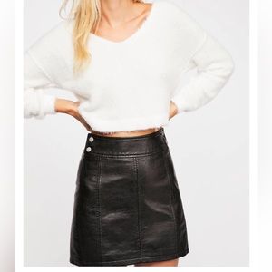 Free People High Waisted Faux Leather Skirt